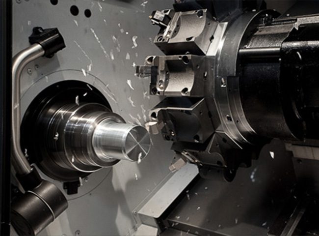Precision lathe in operation